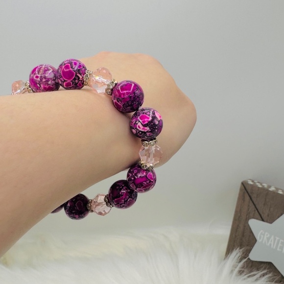 Colorful Beaded Glass Fashion Statement Stackable Bracelet Style 1 - Picture 4 of 6